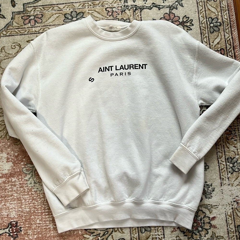S Aint Laurent Sweatshirt - White - 12th Tribe - AINT THIS ONE